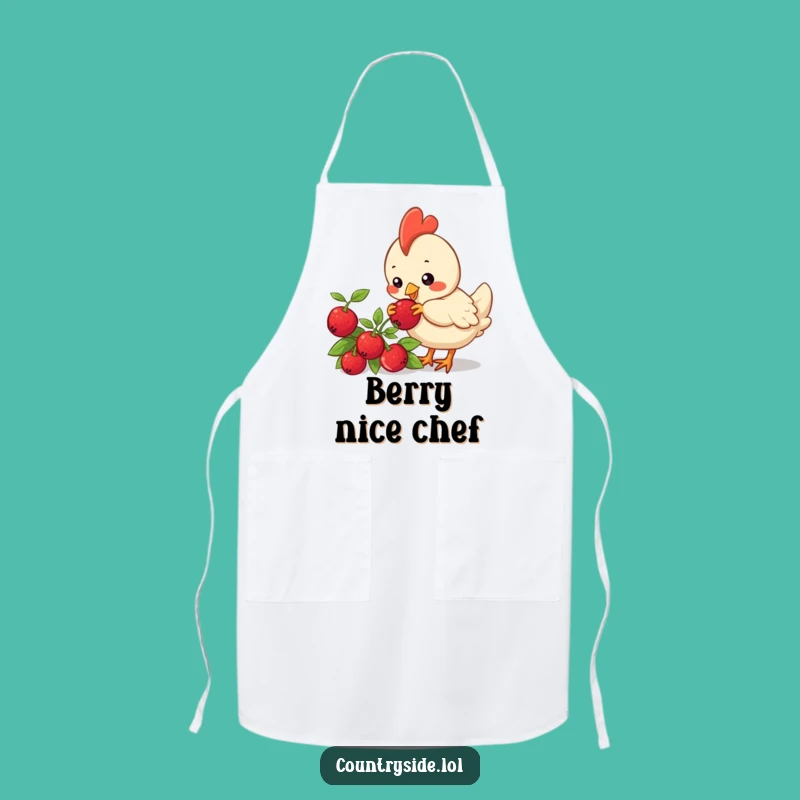 Funny Kawaii Chicken Apron: Kitchen Berry Pecking Fun - Humorous Cook Gift