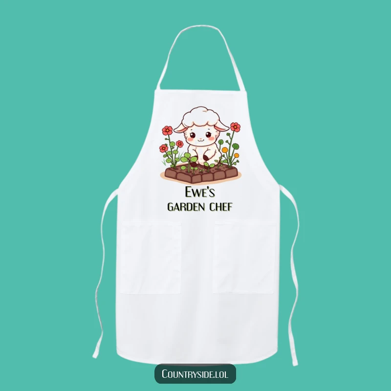 Funny Kawaii Sheep Apron: Garden Fun, Perfect Chef Gift!