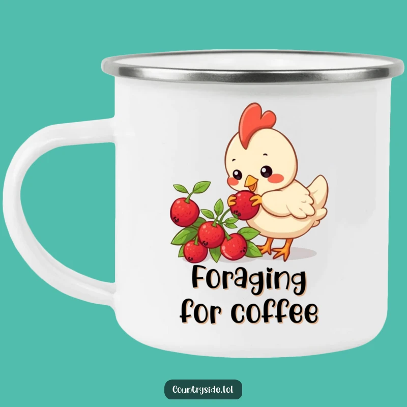 Funny Kawaii Chicken Camping Mug: Durable Berry Pecking Bird - Humorous Outdoor Gift