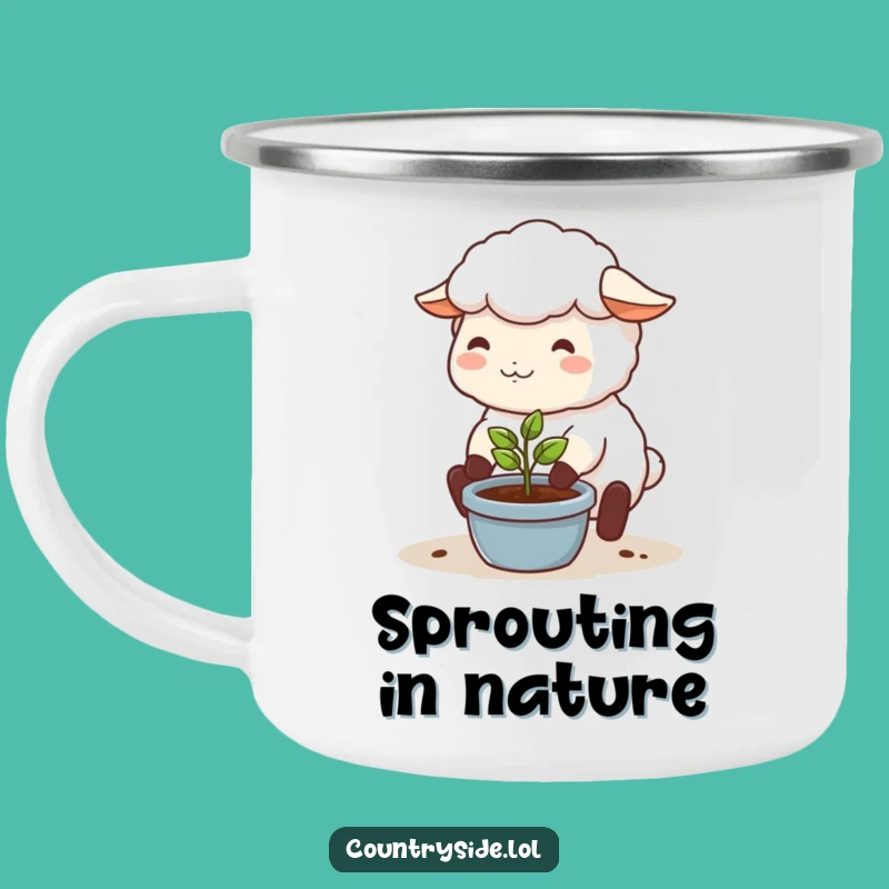 Funny Kawaii Sheep Camping Mug: Happy Gardener, Durable & Fun Funny Gift