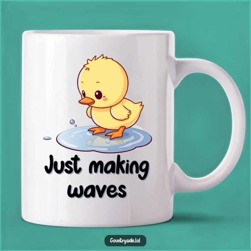 Funny Kawaii Duckling Puddle Mug - Curious Splash Lover Gift for Cheerful Mornings