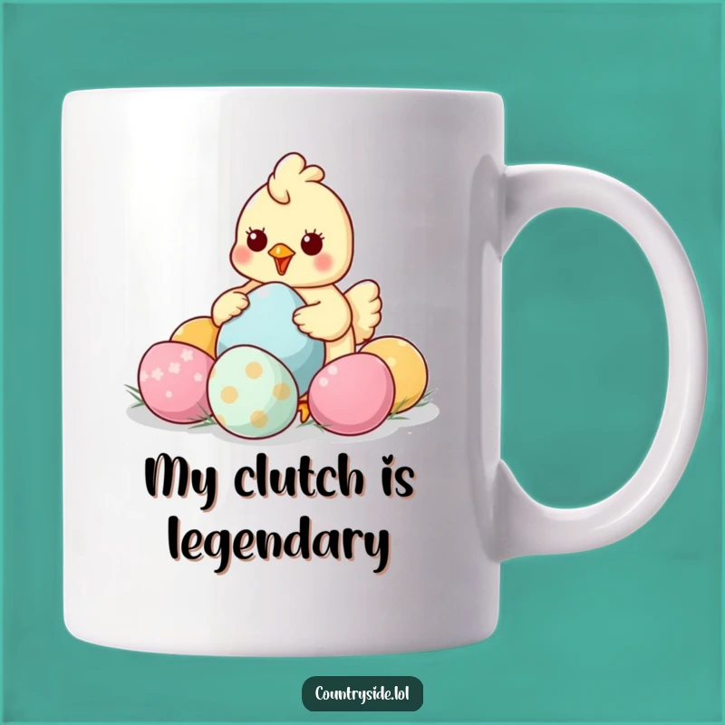 Funny Kawaii Chicken Collecting Big Eggs Mug - Perfect Humorous Gift for Egg Lovers
