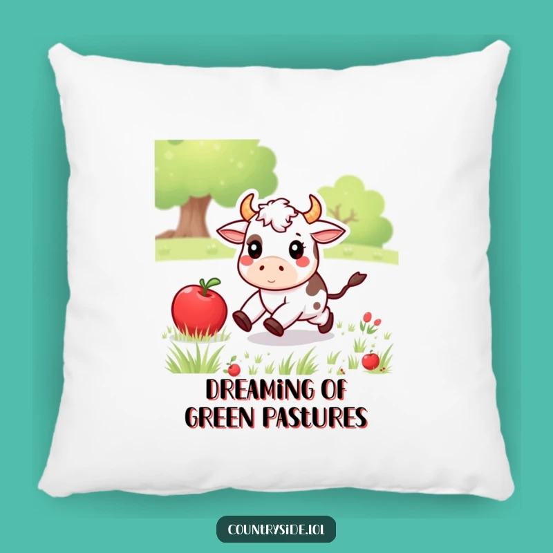 Funny Kawaii Cow Pillow: Cozy Farm Animal Apple Chase Comfort - Humorous Gift