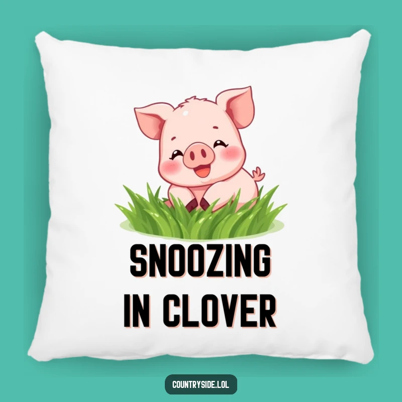 Funny Kawaii Piglet Pillow - Adorable Humorous Grass Lover Comfort Gift
