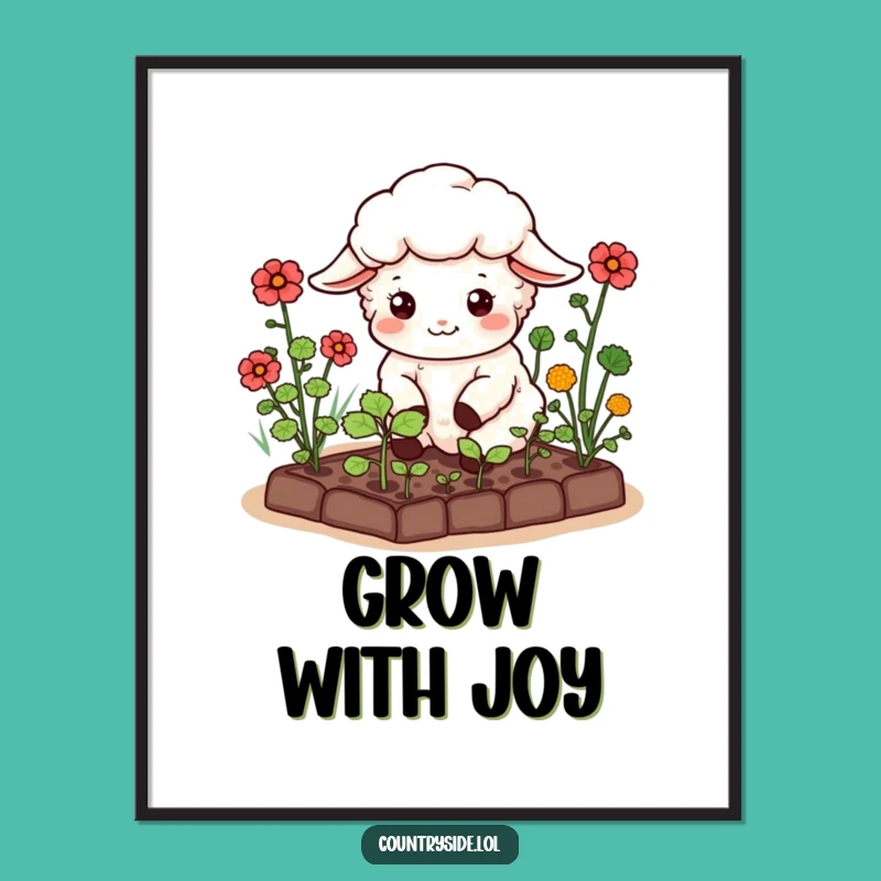 Funny Kawaii Sheep Poster: Garden Art, Perfect Nature Decor Gift!
