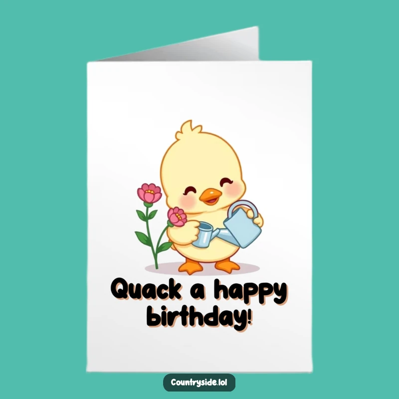 Free Printable Kawaii Duck Birthday Card: Funny Downloadable Gift for Flower Lovers!