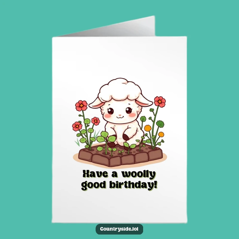 Free Printable Kawaii Sheep Birthday Card: Funny Downloadable Gift for Garden Lovers