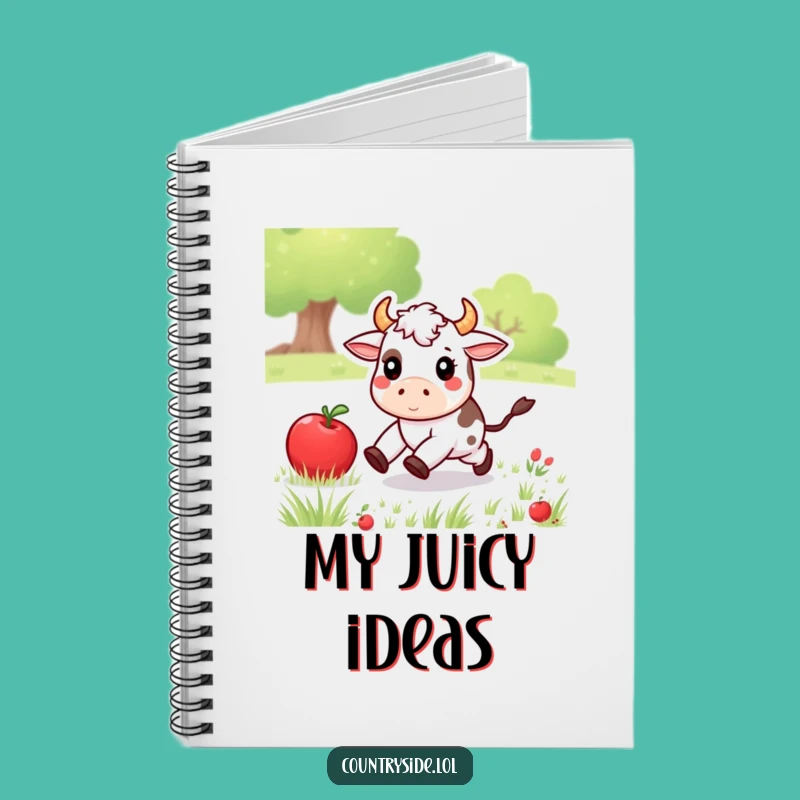Funny Kawaii Cow Notebook: Playful Farm Animal Apple Journal - Humorous Writing Gift