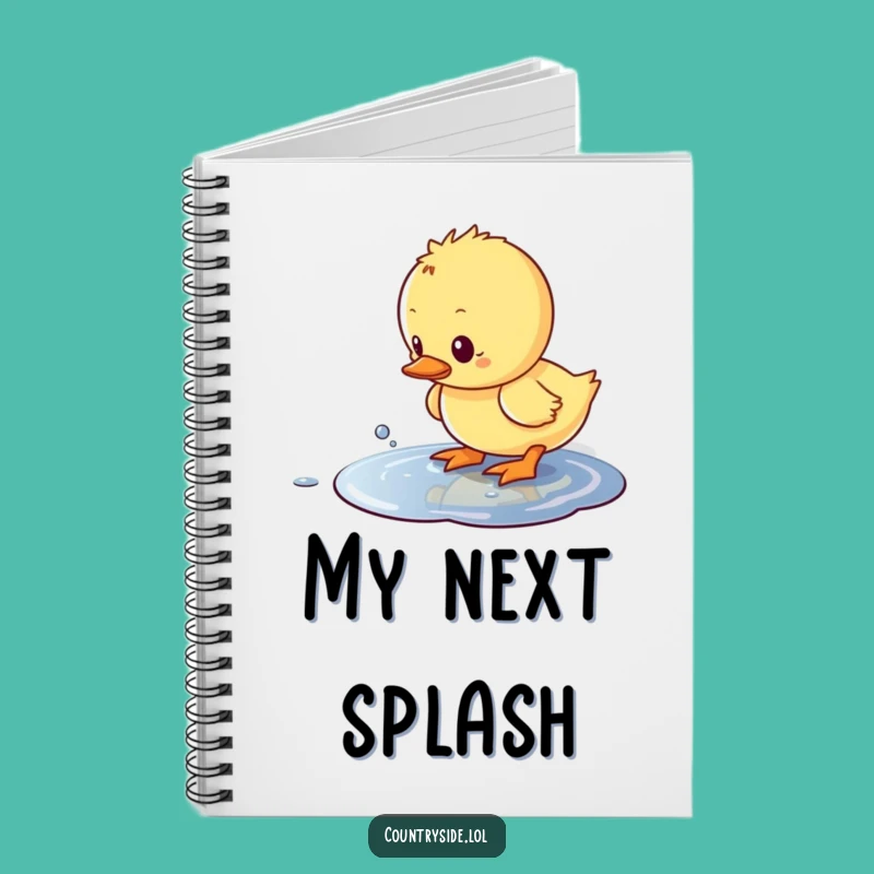 Funny Kawaii Duckling Notebook - Humorous Puddle Splash Journal for Creative Gifts