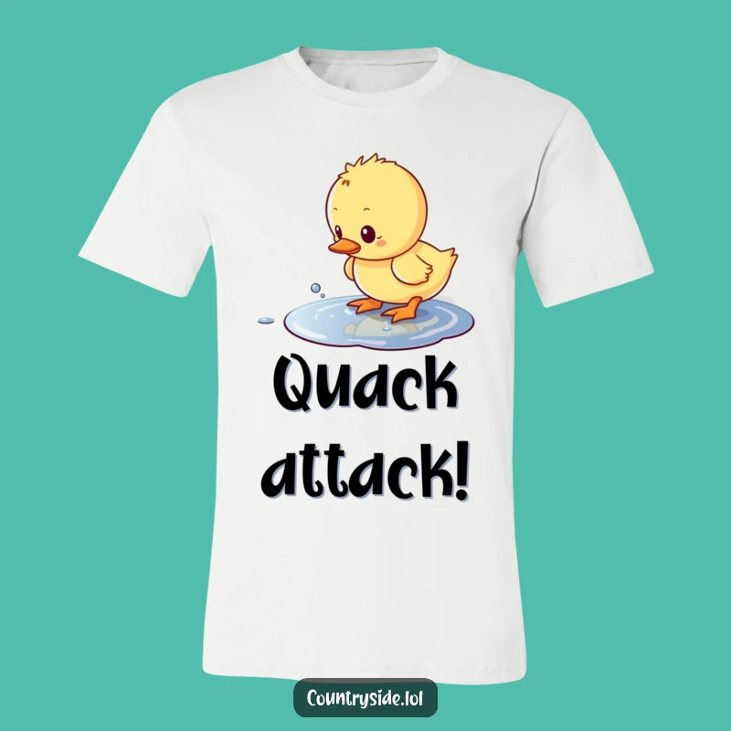 Funny Kawaii Duckling Splash T-Shirt - Curious Puddle Tee for Humorous Gifts